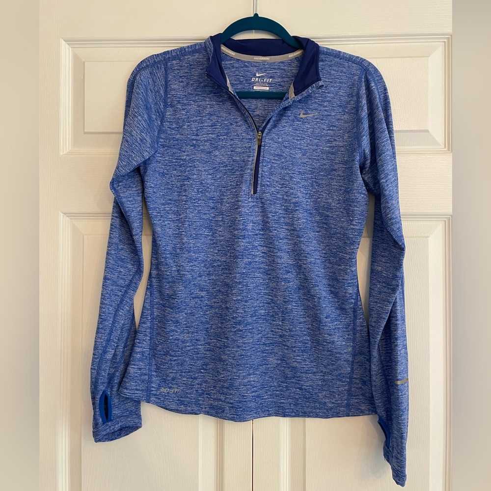 Nike Women's Heathered Blue Long Sleeve Top size S